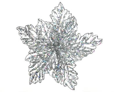 Poinsettia plc d23,50h10 cm zilver Everlands - Everlands