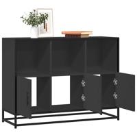 Dressoir 100x35x76 cm bewerkt hout zwart - thumbnail