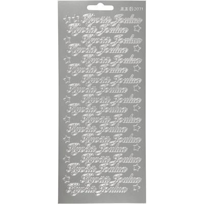 Creativ Company Stickers, hyvää joulua, vel 10x23 cm, zilver, 1 vel