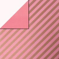 Cadeaupapier - Geschenkpapier - Gold stripe over pink ribbed 50 cm - thumbnail
