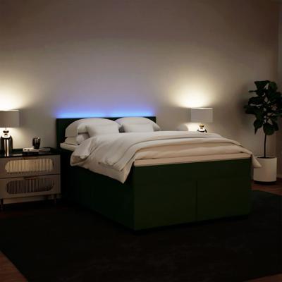 Boxspring met matras fluweel donkergroen 160x200 cm - thumbnail