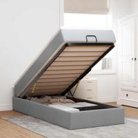 Ottoman bed met matras 90x190cm stof lichtgrijs - thumbnail