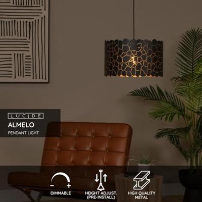 Lucide ALMELO - Hanglamp - Ø 40 cm - 1xE27 - Zwart