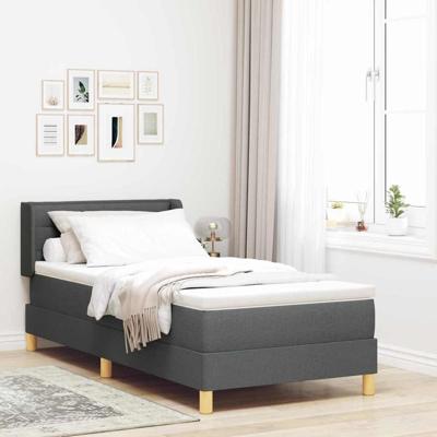 Boxspringbed met Matras in Donkergrijs, 100 x 200 cm, Stof
