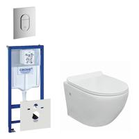 Go compact Toiletsetset - spoelrandloos - grohe inbouwreservoir - softclose - quickrelease - bedieningsplaat verticaal - chroom 0729205/0729240/sw242519/ - thumbnail