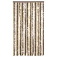 VidaXL Vliegengordijn 100x220 cm chenille donkerbruin en beige - thumbnail