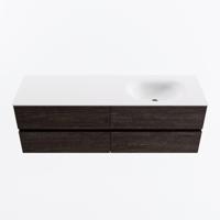MONDIAZ VICA 150cm badmeubel onderkast Dark Brown 4 lades. Wastafel MOON rechts zonder kraangat, kleur Talc. - thumbnail