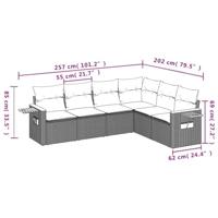 6-delige Loungeset met kussens poly rattan zwart - thumbnail