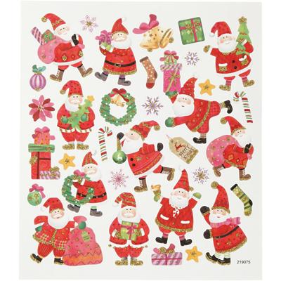 Creativ Company Stickers, vrolijke kerstman, vel 15x16,5 cm, ca. 33 stuk, 1 vel