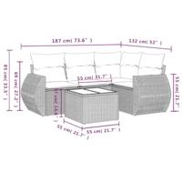 5-delige Loungeset met kussens poly rattan grijs - thumbnail