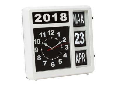 Wandklok perel flipover 31cm zwart wit