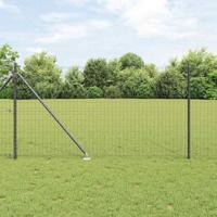 VidaXL Hek met paal grijs 1 x 10 m staal en pvc - thumbnail