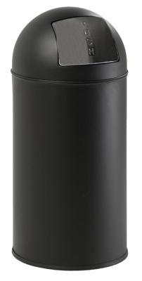 Eko vuilbak met push-deksel 40 l, mat RVS, zwart