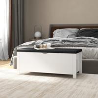 VidaXL Opbergbox met kussen 105x40x45 cm bewerkt hout wit - thumbnail
