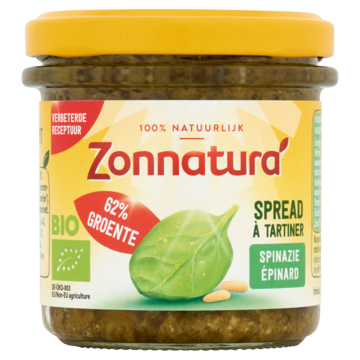 Zonnatura Groentespread spinazie bio 135 Gram