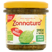 Zonnatura Groentespread spinazie bio 135 Gram - thumbnail
