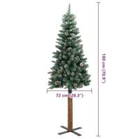 VidaXL Slanke kerstboom groen 180 cm pvc en massief dennenhout - thumbnail
