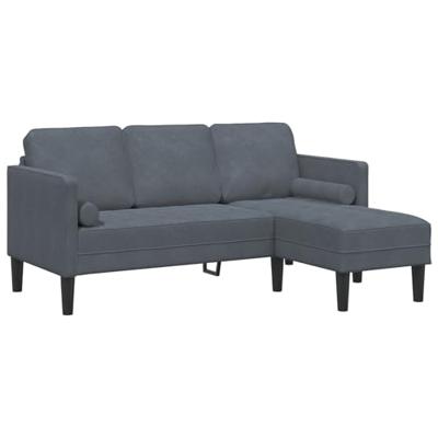 Bankstel met kussen 2 pcs Donkergrijs Polyester