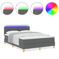 Boxspring Bed met Matras & LED Donkergrijs 140x200 cm Stof - thumbnail