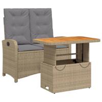 2-delige Tuinset met kussens poly rattan beige - thumbnail