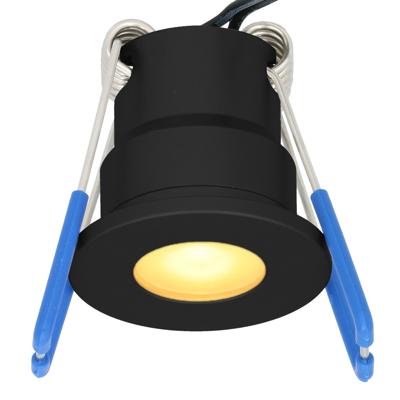Milano mini LED inbouwspot - 12 Volt 3 Watt 200 lumen - 2700K warm wit - Dimbaar - Plat 34mm - IP65 waterdicht - Zwart - Veranda spots