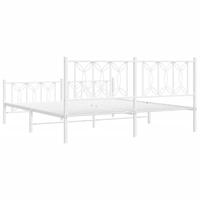 Bedframe met hoofd- en voeteneinde metaal wit 183x213 cm - thumbnail