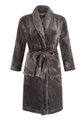 Grijze kinderbadjas fleece-S (5-6 jaar)