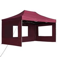 Partytent inklapbaar met wanden 4,5x3 m aluminium wijnrood - thumbnail