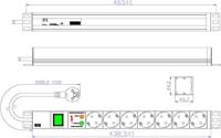Bachmann 333.838 19 inch Stekkerdoos voor patchkast 1 HE Overspanningsbescherming Grijs - thumbnail