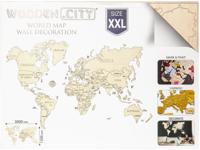 Wereld kaart in hout XXL - thumbnail