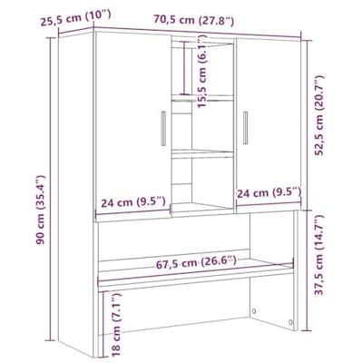 VidaXL Wasmachinekast 70,5x25,5x90 cm artisanaal eikenkleur VidaXL Wasmachinekast 70,5x25,5x90 cm artisanaal eikenkleur
