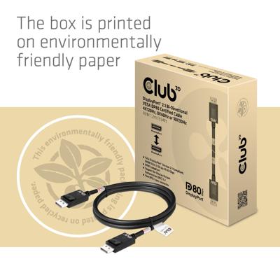 Club 3D displayport 2.1 vesa dp80 gecertificeerde kabel male-male (zwart, 1,2 meter, 4k 240hz, 8k 60hz, 80gbps)