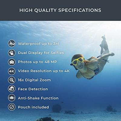 Aquapix W3048-I Edge Iceblue Digitale camera 48 Mpix Ice, Blue Onderwatercamera, Frontdisplay