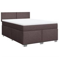 Boxspring met matras stof donkerbruin 140x200 cm - thumbnail