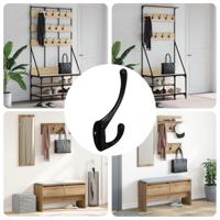 Kledinghaak 12 pcs Zwart 102 x 29 x 47mm Zinklegering - thumbnail