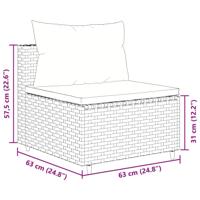 6-delige Loungeset met kussens poly rattan bruin - thumbnail