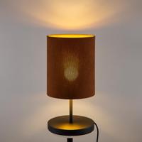 Scandinavische stijl Tafellamp - Corduroy Lampenkap - Cilinder - Brown - ø20 x 40 cm - E27 Fitting - Geschikt voor Woonkamers en slaapkamers - Met schakelaar - thumbnail
