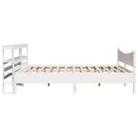 Bedframe met hoofdbord massief grenenhout wit 180x200 cm - thumbnail