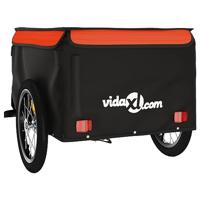 VidaXL Fietstrailer 45 kg ijzer zwart en oranje - thumbnail