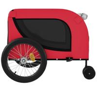 Hondenfietstrailer oxford stof en ijzer rood en zwart - thumbnail