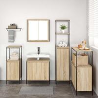 Badkamermeubelset 5 pcs Sonoma Eiken en Zwart Bewerkt hout - thumbnail