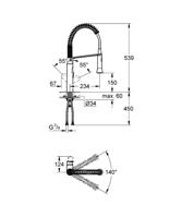 Grohe K7 Keukenkraan Medium Met Professionele Handdouche Auto Met Omschakeling Douchestraal Naar Mousseur Chroom - thumbnail