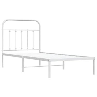 Bedframe met hoofdbord metaal wit 90x200 cm Bedframe met hoofdbord metaal wit 90x200 cm