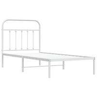 Bedframe met hoofdbord metaal wit 90x200 cm - thumbnail