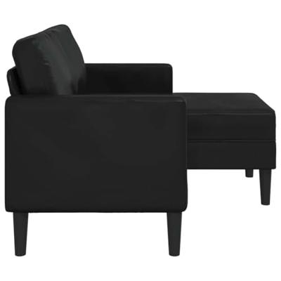 Tweezitsbank met chaise longue L-vorm zwart 125 cm kunstleer