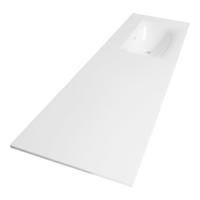 Brauer Glacier Wastafel Asymmetrisch - 160 cm - met 1 Spoelbak Rechts en 0 Kraangaten - Fine Stone Hoogglans Wit - thumbnail