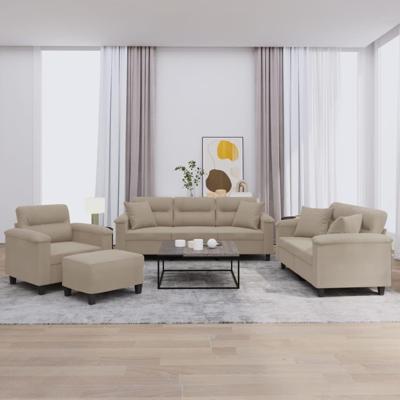 4-delige Loungeset met kussens microvezelstof taupe