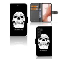 Telefoonhoesje met Naam Samsung Galaxy S23 Skull Eyes | Portemonnee hoesje - thumbnail