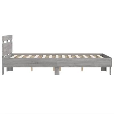 Bedframe met hoofdeinde en LED grijs sonoma eiken 120x190 cm