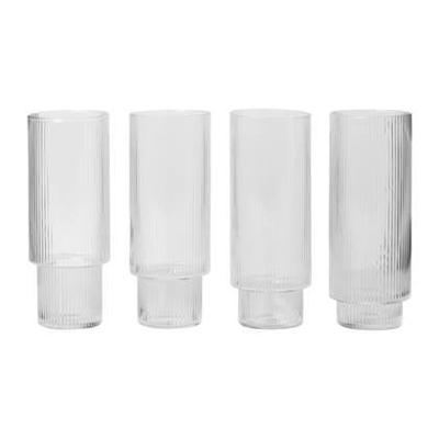 Ferm Living Ripple Longdrinkglazen, set van 4 stuks - Transparant